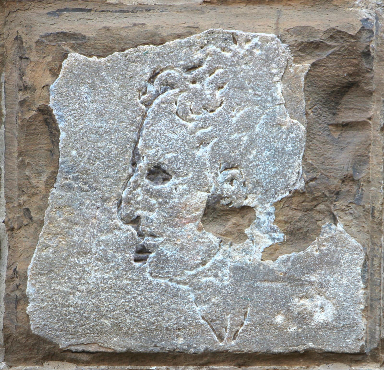 Perfil de Miguel Ángel tallado en el Palazzo Vecchio