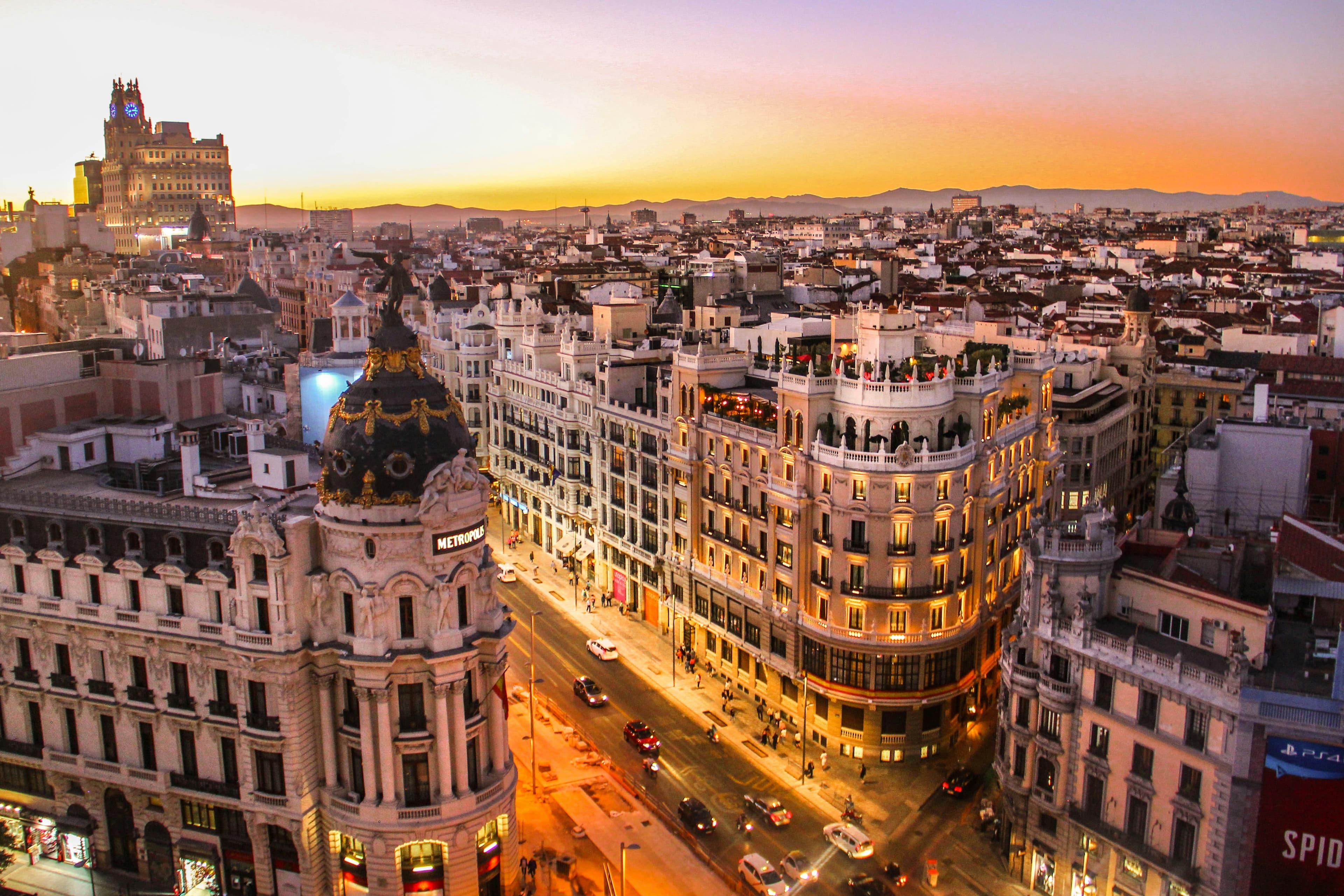 View of Madrid at sunset